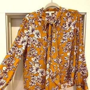 Yellow retro flower dress shirt